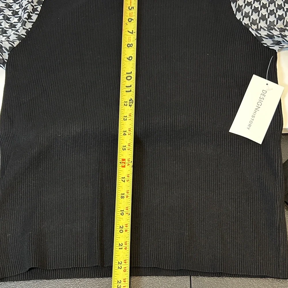 Design History Printed Houndstooth Chiffon Long Sleeve Sweater Women’s‎ Size - Picture 8 of 12